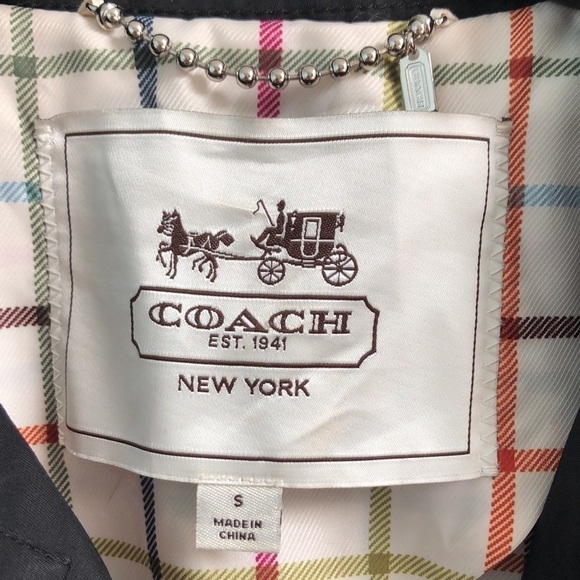 Coach Double Breasted Short Length Black Belted Trench Coat Jacket Small - Picture 5 of 15